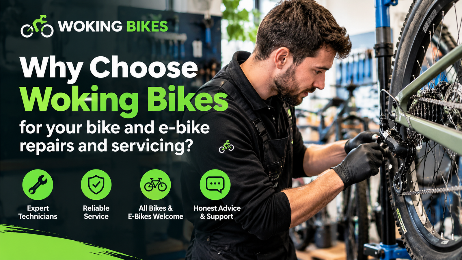 Why Choose Woking Bikes for your bike and e-bike repairs and servicing?